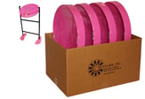 Jumbie Jam 4-Pack, Steel Drum Pans, Plastic Stand and Fun Feet - F Major, Pink